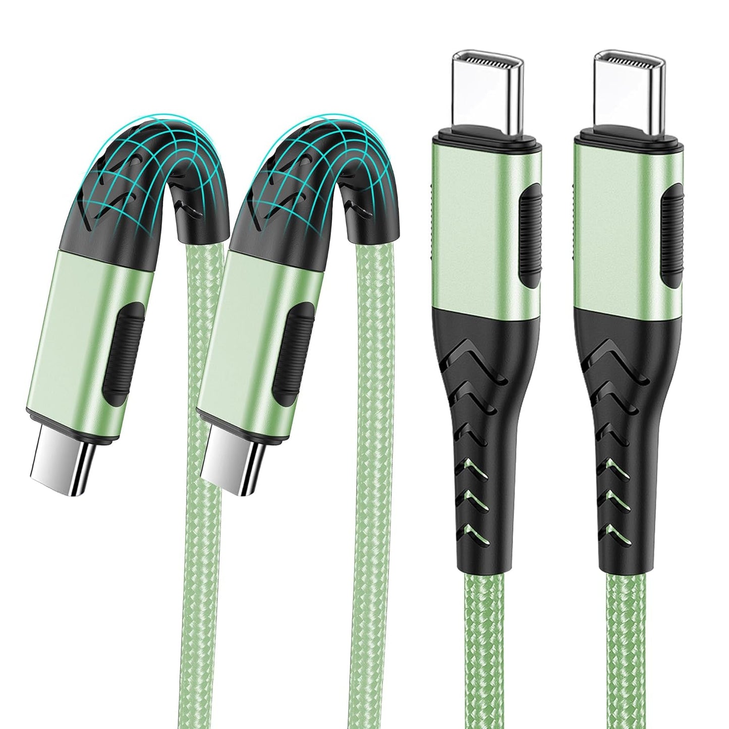 Durcord USB C Cable, Upgarded 2Pack 10ft Fast USB Type C Charging Cable for Android/Phone/Pad/Laptop, Type C Charger Braided USB Cable Compatible withi Phone 16/15/Pro/Plus/Max/Sam.Sung-Green