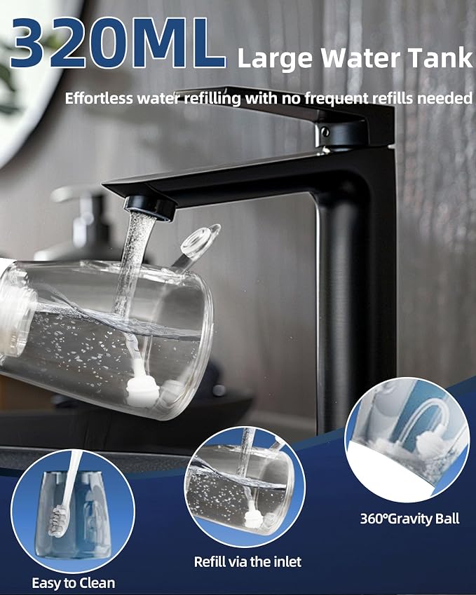 Water Flosser and Electric Toothbrush Combo,2-1 Oral Clean Kit, 5-Speed Sonic Electric Toothbrush & 4-Speed Portable Water Flosser to Clean Teeth and Protect Gum Health, IPX7 (White-Set)