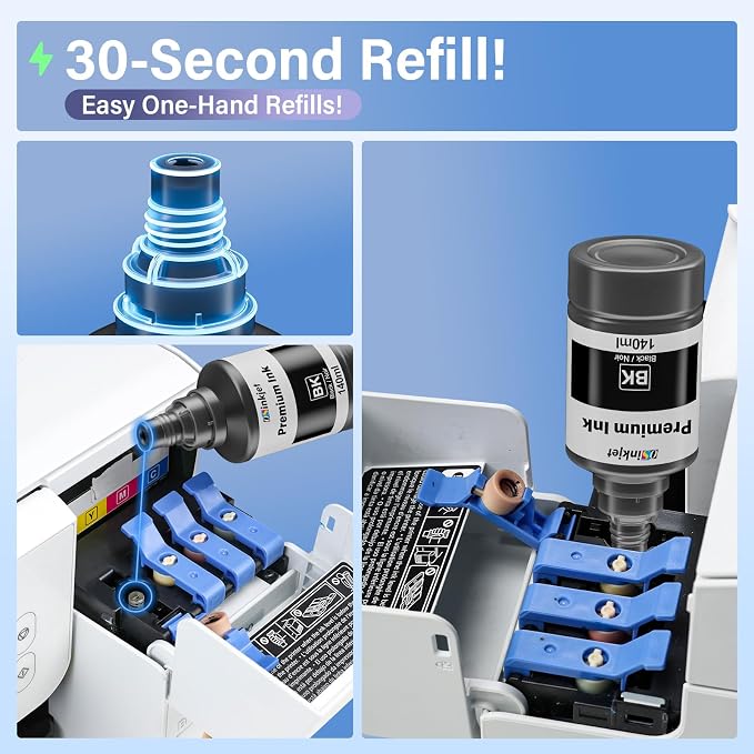 Compatible for 542 Ink Refill Bottles Fits ET-5150 ET-5170 ET-5180 ET-5800 ET-5850 ET-5880 ET-16600 ET-16650, T542 Pigment Ink Bottle Combo Pack for Workforce ST-C5000 ST-C5500(2BK C M Y)
