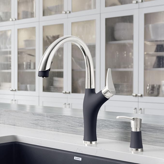 BLANCO 442049 Artona Soap Dispenser-Anthracite/Stainless Dual Finish Accessory, Small