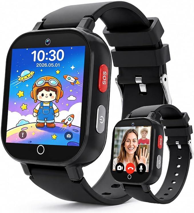 4G Kids Smart Watch with GPS Tracker, Video & Voice Call, SOS, WiFi, IP68 Waterproof, AI Smart Features, Parental Control Phone Watch for Boys Girls Age 4-12(SIM Card Included)