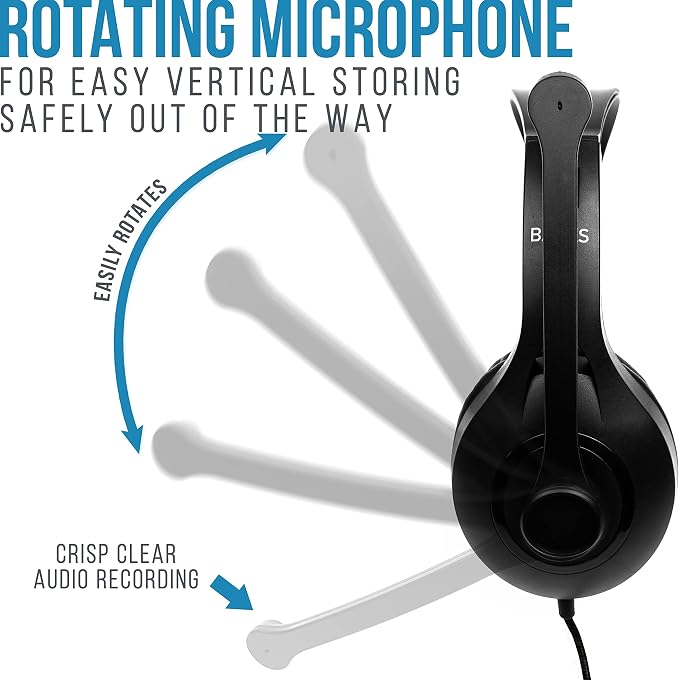 Barks Classroom Headphones with Microphone Bulk 10 Pack (Black, 3.5mm) | Durable Everyday Student Use, Headsets with Mic, Adjustable Fit All-Day Comfort, Clear Voice, Easy Clean, K-12 School Testing