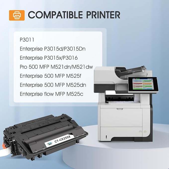 CE255X 55X Black Toner Cartridge P3015 55A CE255A M521dn Compatible for HP LaserJet P3015 Toner Cartridge Black for HP P3011 P3015d P3015x P3015dn P3016 Pro 500 MFP M521dw M521 M525 Printer (2-Pack)