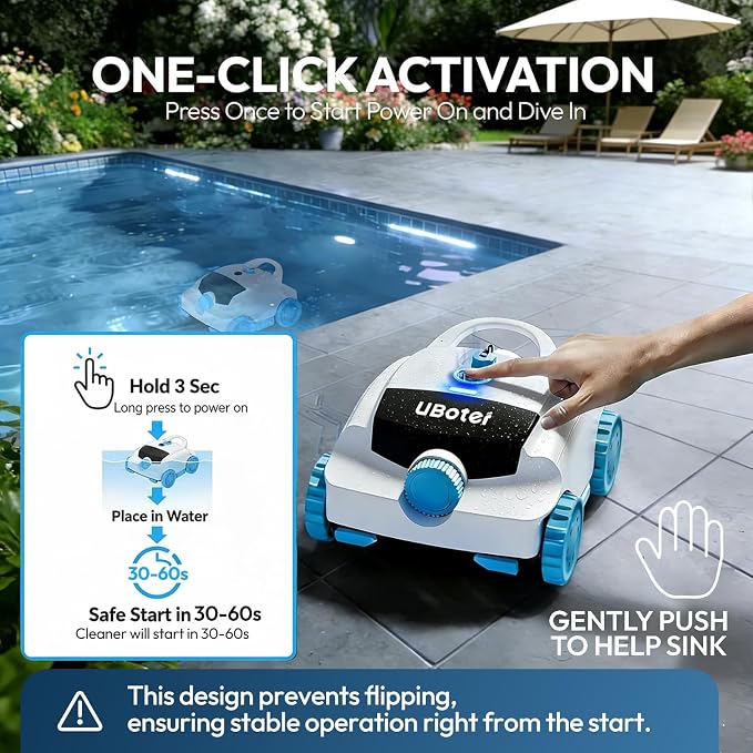 E10 Pool Vacuum,Cordless Robotic Pool Cleaner, Dual-Layer Filtration,Large Wheel for Flexible Movement, Enhanced Edge & Corner Cleaning,120-Min for Above-Ground & Flat-Bottom Pools to 860 Sq.Ft