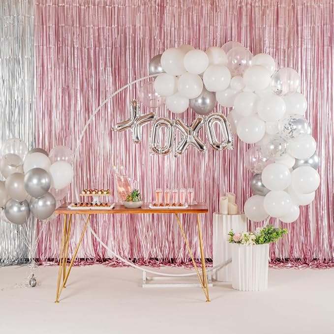 Restaurantware-Balloonify Balloon Garland Set, 1 Party Decoration Kit - 70 Balloons, With Chain, White & Silver Latex Balloon Arch Kit, Includes Glue Dots