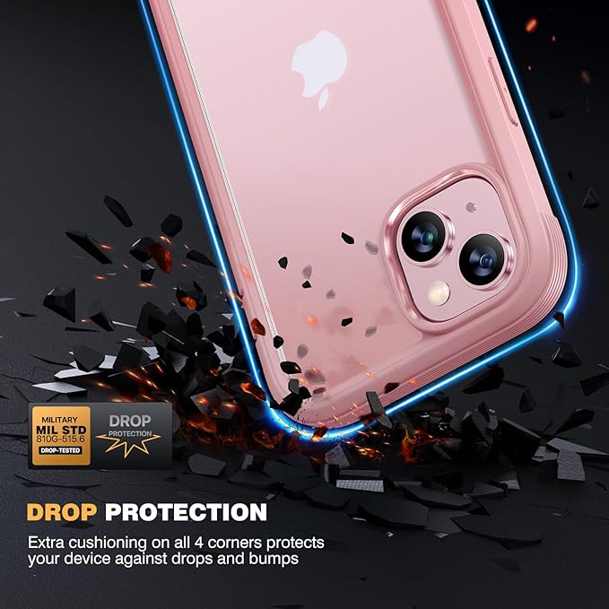 Diaclara Designed for iPhone 15 Plus Case 6.7 Inch,Upgraded Full Body Rugged Clear Bumper Case with Built-in Privacy Screen Protector for iPhone 15 Plus,Pink