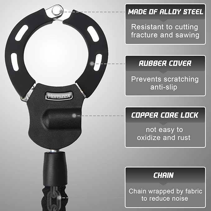 Scooter Lock, Electric Scooter Locks Anti Theft & Waterproof Scooter Bag, Bike Lock with Key, Heavy Duty Handcuff Chain Lock for E Scooter, Electric Bike, Bicycle, Motorbikes