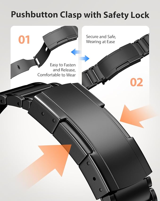 Upgraded Titanium Band Compatible with Apple Watch Band 42mm Apple Series 11 Band iWatch 11/10 42mm, 9/8/7 41mm, SE3/SE2/SE/6/5/4 40mm, 3/2/1 38mm, 20mm Wide Lightweight Metal Strap,Black