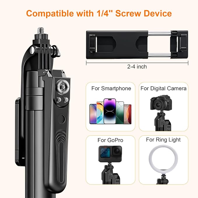 71" Auto Face Tracking Tripod with Ring Light, 360° Rotation Phone Tripod with Remote & No App Required, Extendable Selfie Stick Tripod for iPhone/Camera, Live Streaming Equipment for TikTok/YouTube
