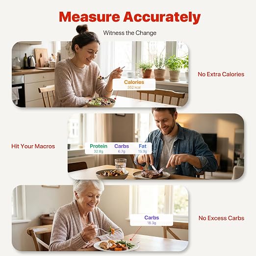 Smart Food Scale with Nutritional Calculator for Kitchen Tracks Calories, Fat, Carbs, Protein & Works with App for Healthy Eating Meal Prep, 50+ Foods & 23 Nutrients Built-in, TFT Display