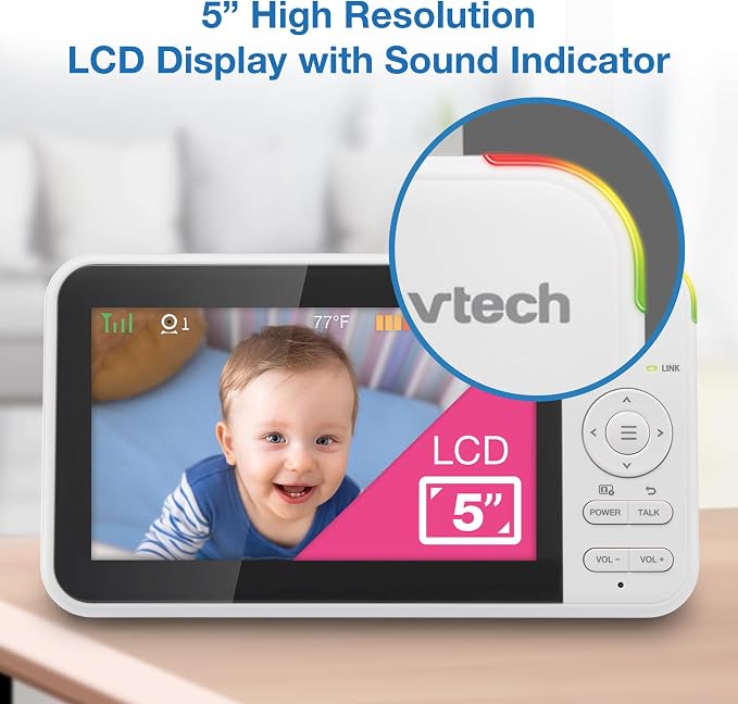 VTech Baby Monitor No WiFi, 2 Cameras & Remote Pan-Tilt-Zoom for Twins & Two Rooms – Hack-Proof, 17Hr Battery, 1000ft Range, Auto Night Vision, Temperature Sensor | VM924-2