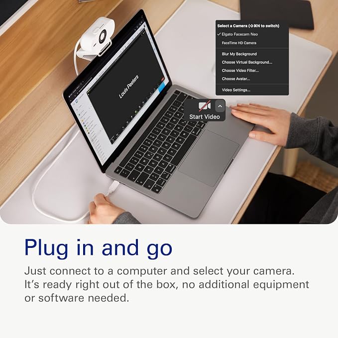 Elgato Facecam Neo – Full HD 1080 Pixels Webcam with Easy-Slide Privacy Shutter, Light Correction, for Video Calls, Streaming, Zoom/Slack/Twitch/YouTube, and More – USB-C/Plug & Play on PC/Laptop/Mac