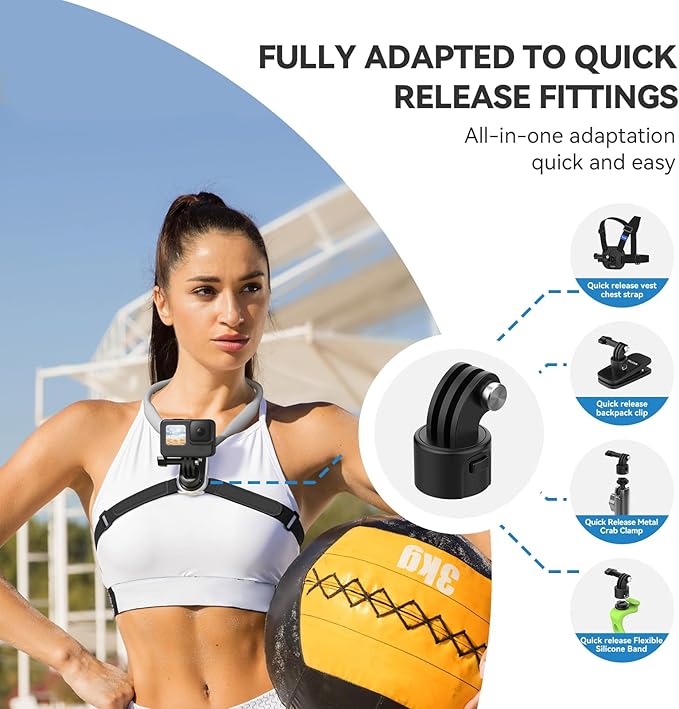 TELESIN S2 Quick Release Magnetic Neck Mount with Fixing Chest Strap, Necklace Lanyard Holder for GoPro 13 12 11 10 9 8 7 6 Go Pro Max Insta360 X3 X4 GO3 Ace Pro DJI Action 5 Pro 3 4 Osmo Pocket 3