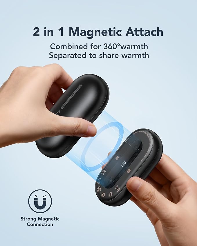 Ultra-Thin Mini Portable Charger 10000mAh & Rechargeable Electric Hand Warmers 2 Packs Gifts Set