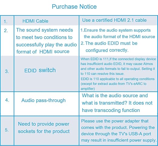 8K@60 HDMI2.1/eARC Audio Extractor/Adapter, Out Audio to Amplifiers, Support 4K120Hz, HDR10+, Dolby Vision, Dolby Atmos, DTS:X, Audio Pass Through