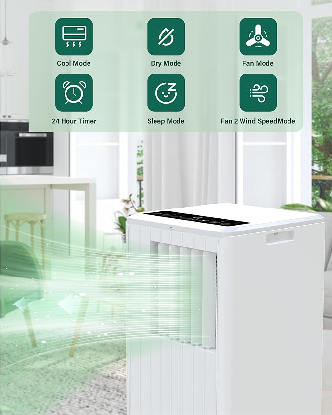 GAOMON Portable Air Conditioners, 8000 BTU Air Conditioner Portable for Room up to 350 Sq. Ft. with Remote Control, White