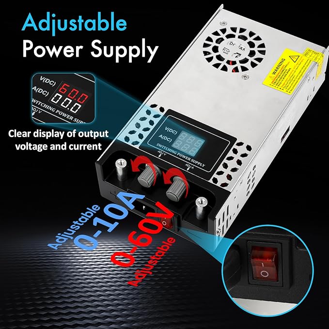 Adjustable 0-24V Power Supply 25A 600W, 110V AC to DC 0-24V Buck Converter 0-25A 600W Power Supply with LCD Display Adjustable Voltage Current 110V/220V AC to 24V DC Converter
