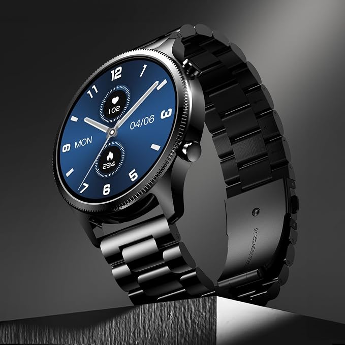 Noise Halo Premium Metallic Smartwatch, 1.43" AMOLED Display, 7 Day Battery, BT Calling (Make/Answer), Dust & Water Resistant, 100+ Sport Modes, NoiseFit App Supprt, 1 Year Warranty (Elite Blue)