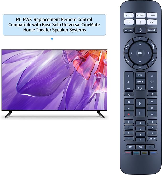 PZL Replacement Remote Control for Bose RC-PWS III Universal Remote Control, Compatible with Bose Cinemate I IIGS 1SR Solo5 Solo 10 & 15 Solo TV Sound Systems & CineMate Home Theater Speaker Systems