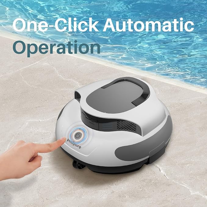 PoolPure Aquaguard SE II Cordless Robotic Pool Cleaner with 5000mAh Large Battery, 120-Min Operating Time, Adjustable Path Options for Above-Ground Pools