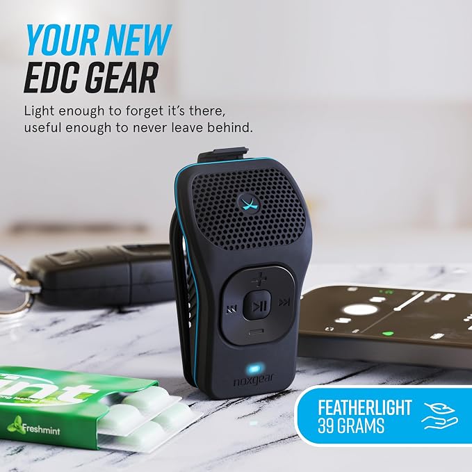 noxgear 39g Wearable Bluetooth Speaker, Magnetic Mini Clip-On EDC Gear, Waterproof Up to 15 Hours Playtime | Clip On Speaker, Wearable Speaker with Microphone, 100ft Range
