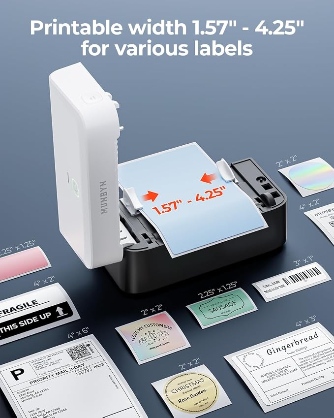 RW403B Bluetooth Thermal Label Printer+4"x6" Direct Thermal Shipping Labels