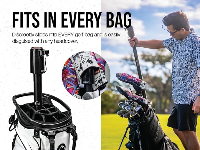 Pins & Aces Golf LiquorStick 3.0 - Electric Drink Dispenser, Rechargeable, Stainless Steel - Holds Up to 750ml - Keep Your Drink Cold Liquor Stick Fits in Every Golf Bag. New & Improved Design!