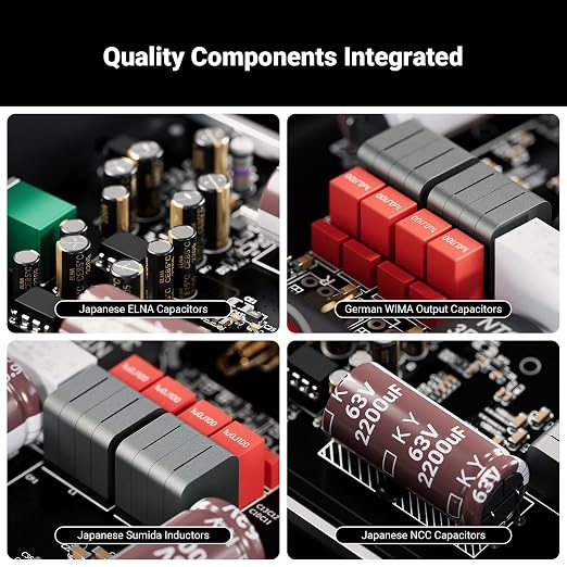 Fosi Audio V3 Stereo Amplifier Home Audio 300 Watts x2 Power TPA3255 Class D Mini Speaker Amp 2 Channel Audio Component for Passive Bookshelf Tower Speakers Desktop Home Theater with 48V Power Supply
