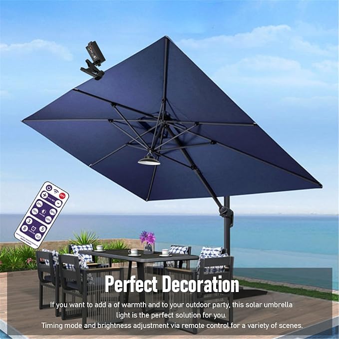 Upgrade Umbrella Solar Lights 12 Hours Working Party Patio, LED Outdoor Solar Lights for Patio,Remote Control (Warm Light)