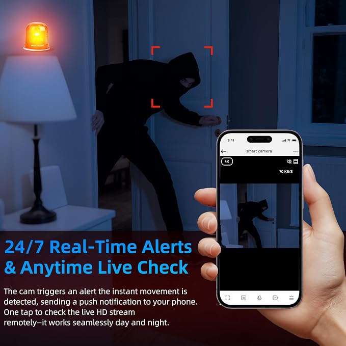 Wireless Indoor Hidden Camera for Home Security 3-in-1 Camera with Clock & Bluetooth Functionality 4K HD Night Vision, Motion Detection, Clock Hidden Camera