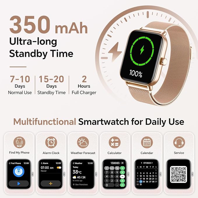 Smart Watches for Women, 1.85" HD Alexa Built-in Smart Watch for Android Phones & iPhones, Health Tracker with Heart Rate/Blood Oxygen/Sleep Monitor, 120+ Sport Modes Fitness Trackers for Women, Gift
