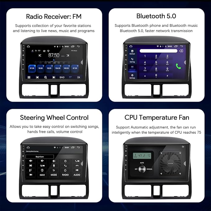 BINIZE Android 13 Car Stereo Radio Compatible with Honda CRV 2002 2003 2004 2005 2006 with Wireless CarPlay Android Auto,Touch Screen Bluetooth Car Radio with GPS WiFi HiFi FM/RDS Backup Camera