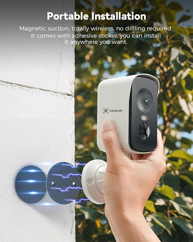 COCOCAM 4G Portable Magnetic Cellular Security Camera Wireless,2K Indoor/Outdoor Camera for RV/Camping/Travel, 300°Pan,10000Ahm Battery, PIR&AI Human Detection,IP66, Built-in SIM Card (NO WiFi)