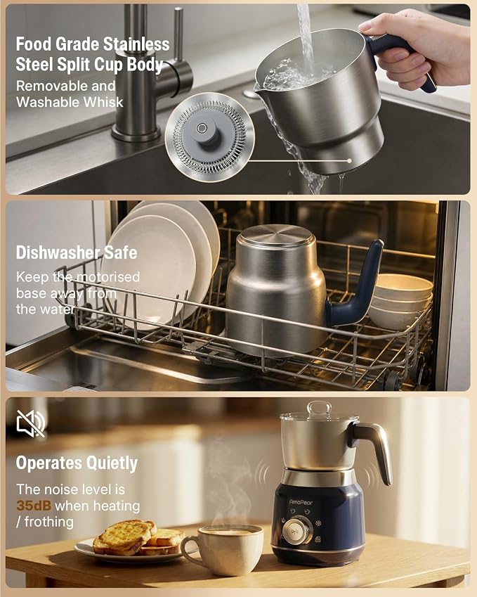 Milk Frother and Steamer, 6 in 1 Electric Foam Maker for Coffee, 16.9oz/500ml Milk Warmer for Latte, Macchiato, Cappuccino, Hot Chocolate Maker, Dishwasher Safe (Blue)
