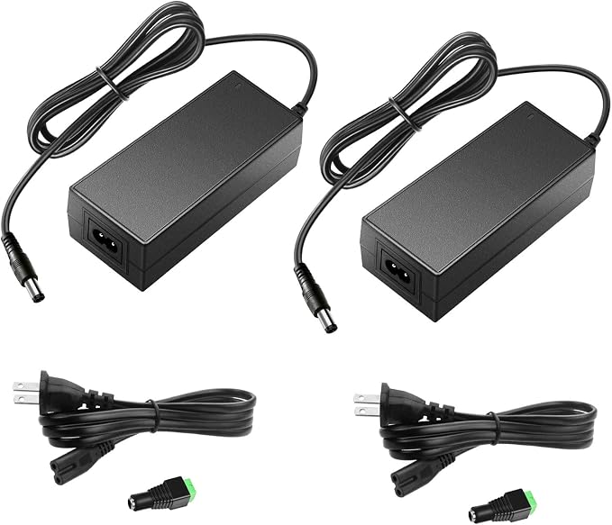 SHNITPWR 12V Power Supply 5A 60W AC to DC Converter Adapter 100~240V to 12 Volt 5 Amp Transformer LED Driver 5.5x2.5mm Plug for 5050 3528 LED Strip Light 3D Printer CCTV Camera LCD Monitor, Pack of 2