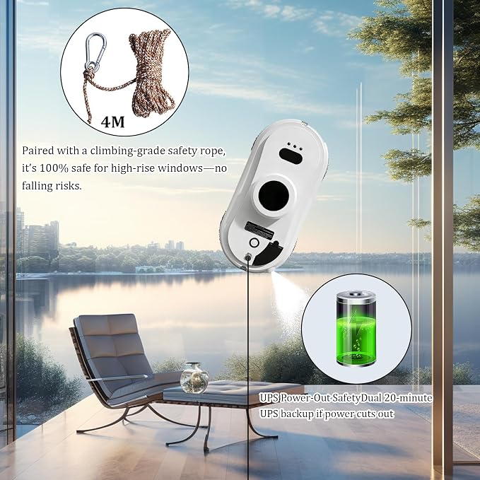 Window Cleaning Robot with Ultrasonic 5600PA Auto Water Glass Cleaning Automatic Smart Robot Cleaner,Window Vacuum Cleaner with Control Windows