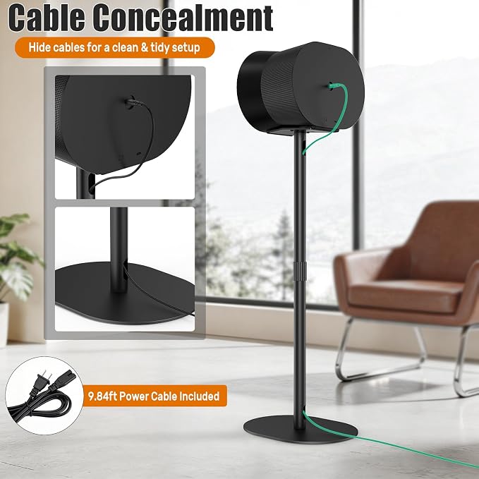 ALTSON Speaker Stand for Sonos Era 100 & Era 300, 26”-43” Height Adjustable Floor Stand, Dual-Mount Base Surround Sound Speaker Mount with Cable Management for Living Room Bedroom Office, 1 Pack