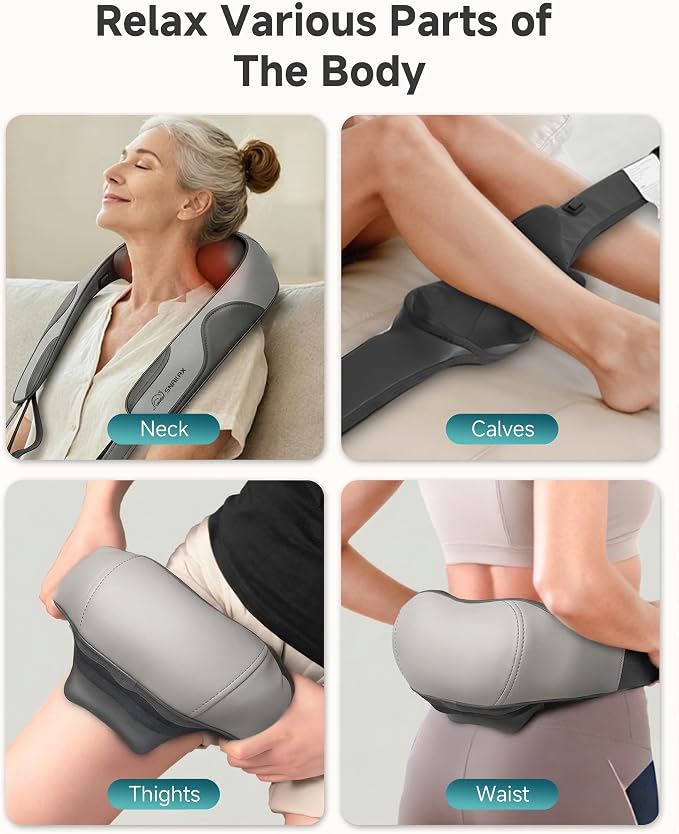 Snailax Cordless Neck Massager - 2026 upgraded Shoulder Massager with Graphene Heat, Rechargeable 4D Shiatsu Deep Tissue Back Massager for Pain Relief, Portable Massage Pillow for Office, Gift for Dad