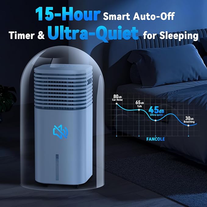FANCOLE Windowless Portable Air Conditioners with 4Modes & 3Speeds, 15H Timer for Smart Auto-off, 2Gal Tank for 20H Cooling, Evaporative Air Cooler 17 FT Remote, 120° Swing Swamp Cooler No Hose Needed