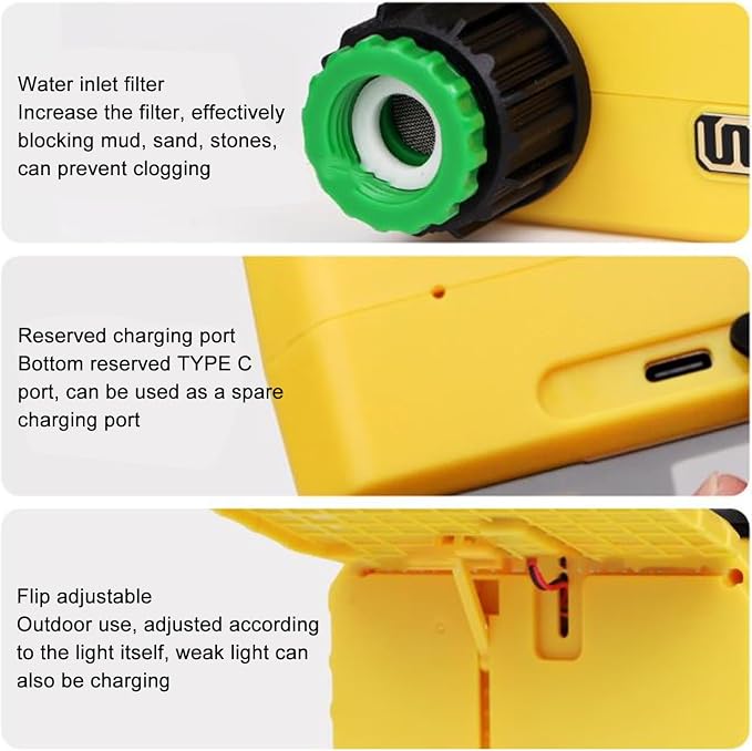 ciciglow Sprinkler Timer, Solar Single Way Valve Water Timer with Rain Delay, Automatic Watering System Digital Irrigation for Garden Courtyard