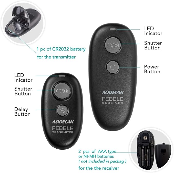 Camera Wireless Shutter Release Remote Control for Canon EOS R5 C, R3, R6, 5D, For Fujifilm GFX 50S II, for Olympus E-M1 Mark III, E-M5 III;Replaces Canon TC-80N3, RS-60E3, Fuji RR-100, Olympus RM-CB2