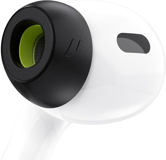 KeyBudz HyperFoam Memory Foam Ear Tips for AirPods Pro 1st & 2nd Gen - Patented Comfort Core for Improved Fit and Noise Cancellation, Anti-Slip Replacement Buds (S/M/L, Black)
