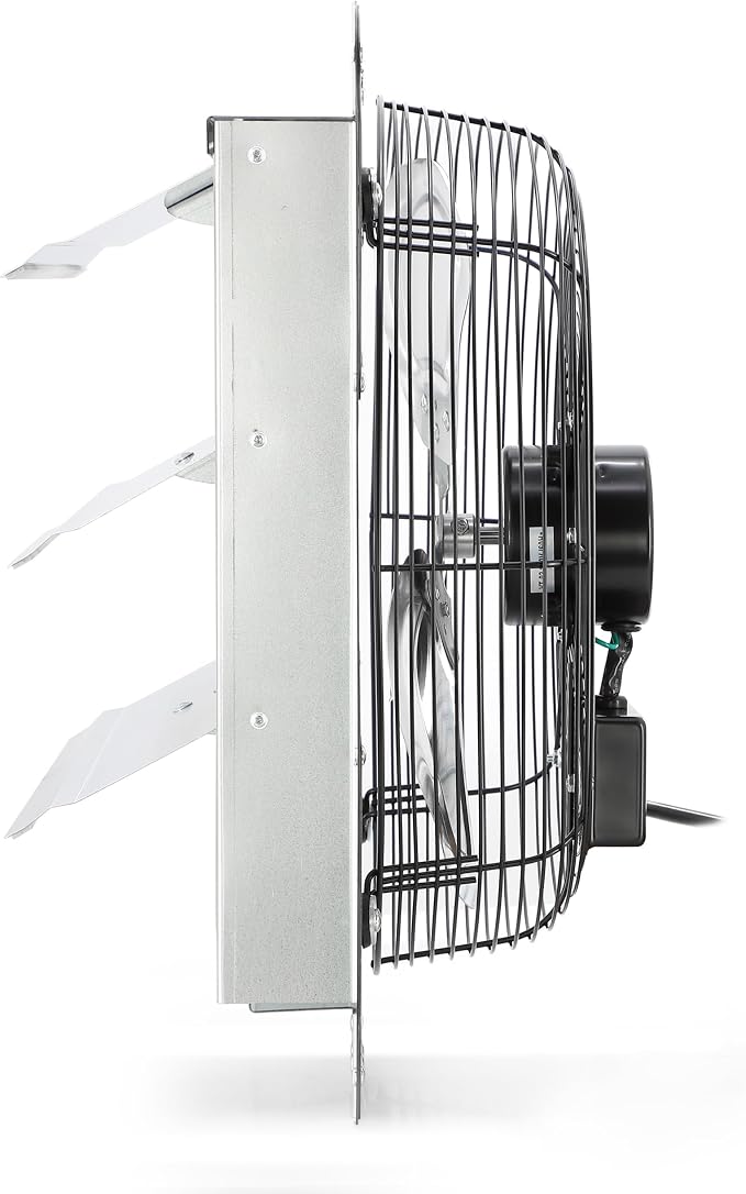 Vie Air Shutter Exhaust Fan with Power Cord – High-Performance Ventilation for Indoor/Outdoor Spaces, Energy-Efficient Cooling - Vent fan for Commercial, Greenhouse, Attic, Shed & Shop (12 Inch)