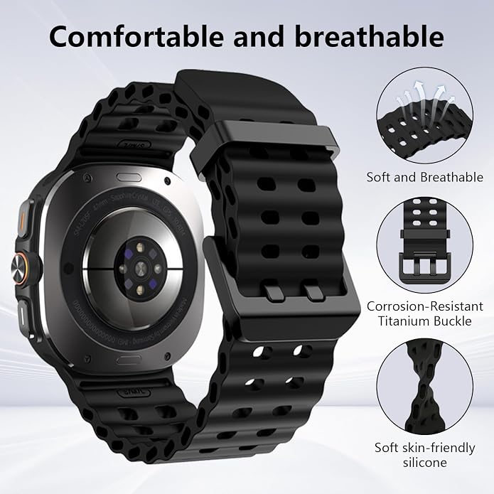 Sport Bands with Storage Case Compatible for Samsung Galaxy Watch Ultra 47mm,No Gap Breathable Wristband Waterproof Replacement Soft Silicone Strap for Men Women