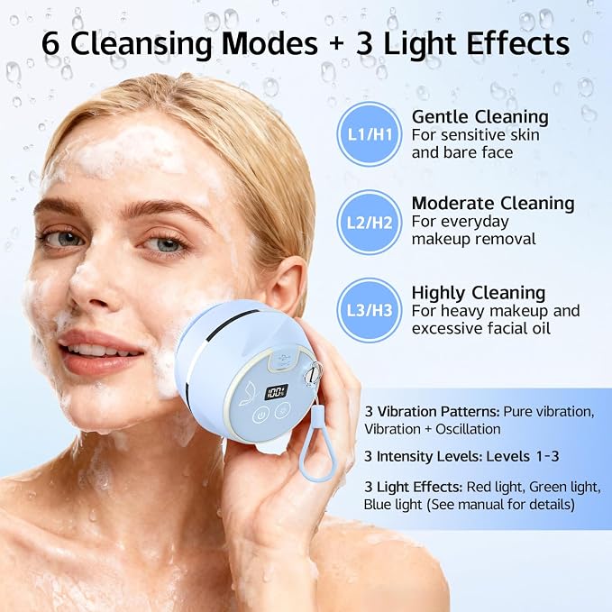 2Pack Face Cleansing Brush Pink and Blue, Waterproof Silicone Facial Cleansing Brush for Women and Men