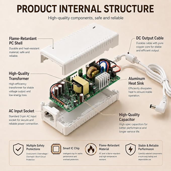 54V 3.9A 210W White Power Adapter Compatible with Ubiquiti UniFi XG 6 PoE US-XG-6POE, USW-Ultra-210W, UACC-Adapter-AC-210W, ADS-210NX-48-1 AC/DC Power Supply Charger