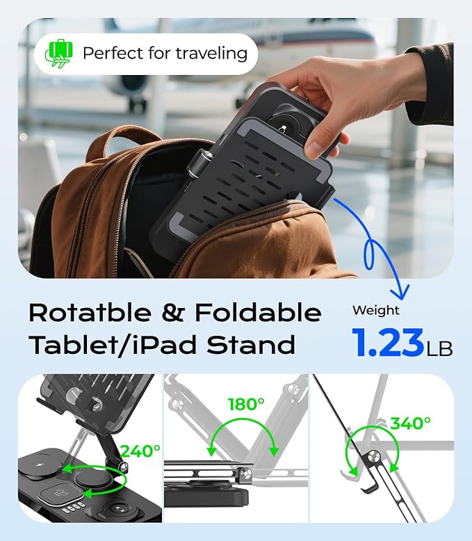 Meifigno 45W Wireless Charging Station for Multiple Samsung Device, Foldable 20W Wired Charger Stand for Galaxy Tab with Clock & Light, Charger for S26/S25 Ultra/Z Fold 7 & Buds, Only for Galaxy Watch