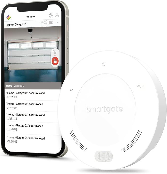ismartgate MINI Smart Garage Opener - Universal WiFi Remote Controller Compatible with Alexa, Google Home, iPhone, Android,Door Left Open Alert, Door Security Systems. No Hub Needed.