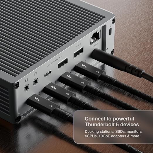 CalDigit Thunderbolt 5 Pro Braided Cable - 120Gbps 240W Power Delivery, Compatible with Thunderbolt 3, 4, USB4 Type C, MacBook Pro, iMac, iPhone 17 Max, Black (0.5m/1.64ft/19.685")