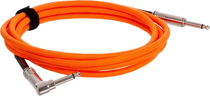 Ernie Ball Braided Instrument Cable, Straight/Angle, 10ft, Neon Orange (P06079)